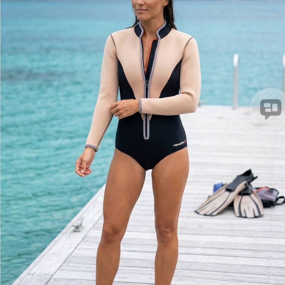 Scuba diving wetsuit Elegant Beige and Black One Piece